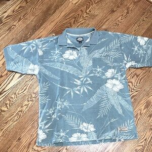 Tommy Bahama Mens Large L Floral Hawaiian Polo Shirt
